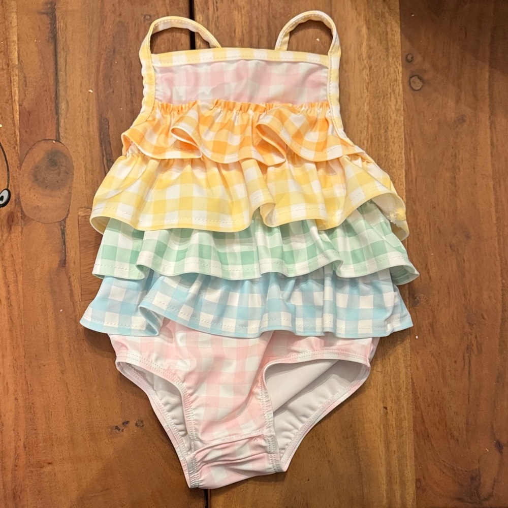 Mud Pie Ruffled Gingham Swimsuit